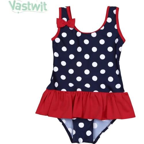 Summer Swimsuit for Kids Girls Toddler Baby Girls Bikini Suit Polka Dots Print Ruffles Swimsuits Swimwear Bathing Suit Beachwear