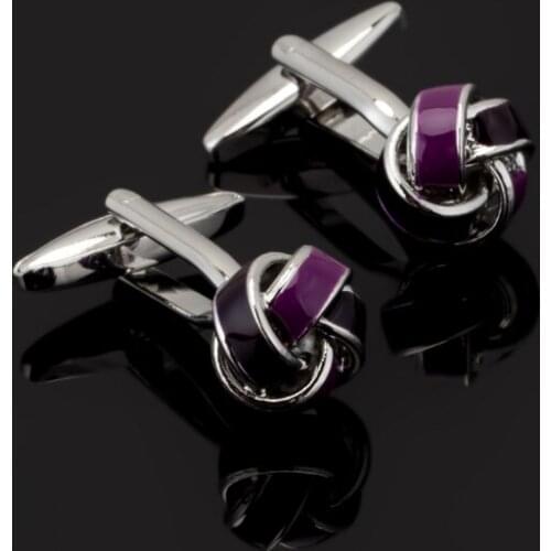 Hot Fashion Metal Knot Cufflinks purple color knot design hotsale steel material twist cufflinks whoelsale&retail Jewelry