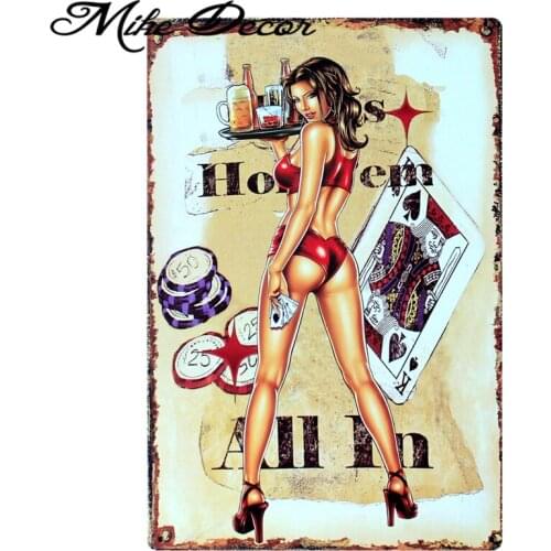 [ Mike86 ] Casino Lady Lucky Metal signs Art wall decor House Cafe Restaurant Retro posters B-34 Mix order 20*30 CM