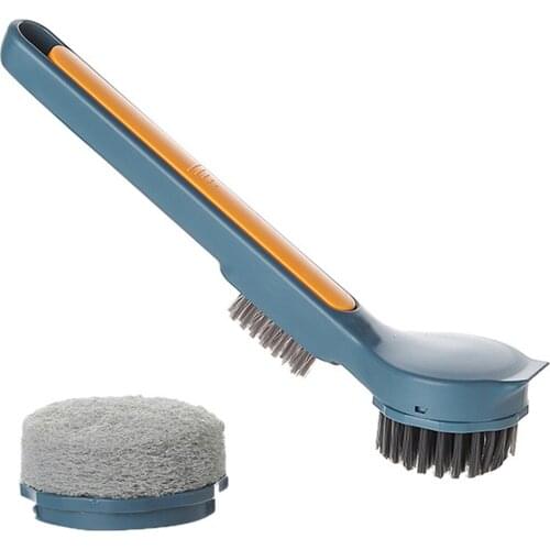 Multifunction Practical Kitchen Cleaning Brush Utensil Cleaning Brush Scrub Sponge Long Handle Can Be Hung Pot Wash Brush Sale