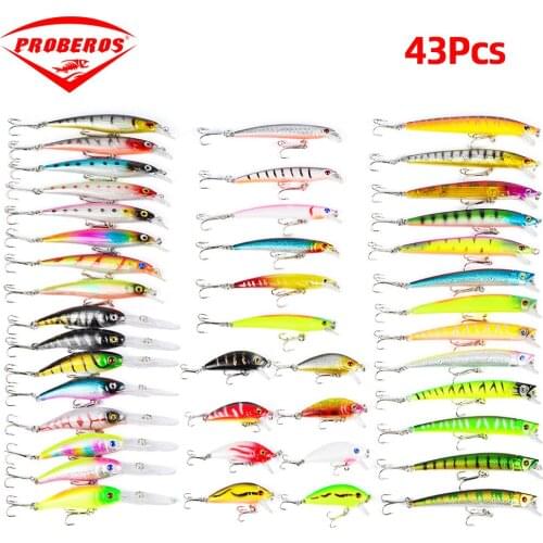 43Pcs Fishing Lure Set Fishing Hard Bait Mini Minnow Floating Swing Crankbait Crazy Wobblers Artificial Bionic Crank Lures