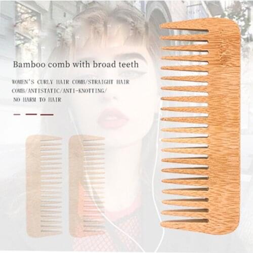 Natural Bamboo Wood Comb Wide Teeth Anti-static Head Massage Hair Care Wooden Tools Beauty Accessories Barber Accessories