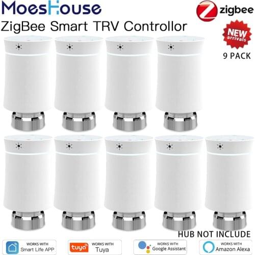 MoesHouse ZigBee3.0 TRV Tuya New Radiator Actuator Valve Smart Programmable Thermostat Temperature Heater Alexa Voice Control