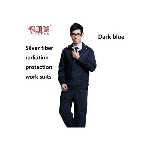 Genuine INSAHO Double layer silver fiber radiation shielding hooded overalls ,complete set work clothes for Machine room SHD006