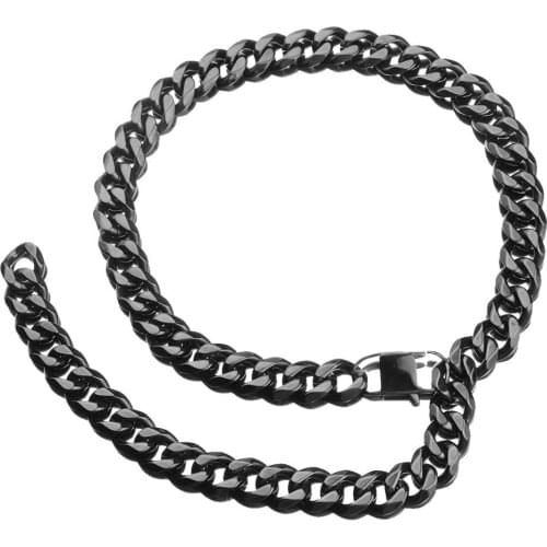 Tiasri 15MM Punk Style Necklaces Bracelets for Men Women High Quality Stainless Steel Chain Cuba Miami Choker Link Adjust Size