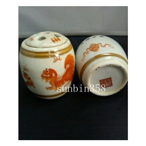 A Pair of Old Handwork China Jingdezhen Immortal Storage Pots