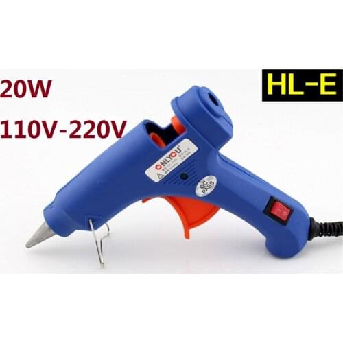 20W 100V-240V Hot Melt Glue Gun with 2pc 11mm Glue Stick Heat Temperature Tool Industrial Guns Thermo Gluegun Repair Heat Tools