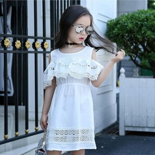 Girls Dress Summer New Quality Children Clothes Off-shoulder Teenager Kids Dress 5 6 8 10 12 Years Girls Beautiful Lace Dresses