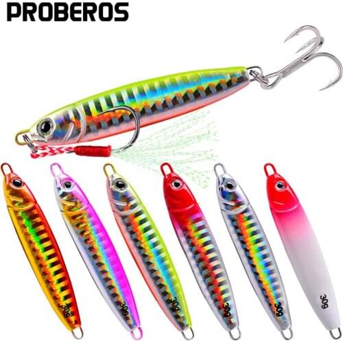 PROBEROS 6pcs/lot Metal Jigging Lures 15-20-30g Lead Fishing Lures Casting Saltwater Lures Artificial Spoon Hard Jig Baits Pesca