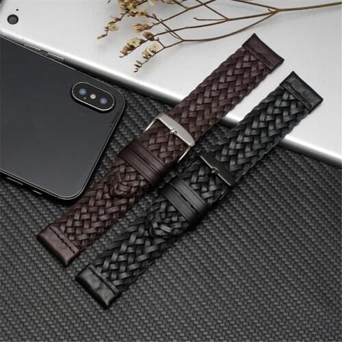 Cowhide Woven Bracelet for iWatch 40mm 44mm 42mm 38mm Men/Women Concise Leather Strap for Apple Watch Band Series SE 6 5 4 3 2 1