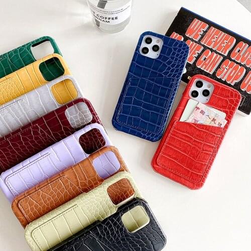 Luxury Crocodile Texture Card Holder leather Phone Case For iphone 12Pro MAX 11 7 8Plus XR XS MAX Card Package Credit Slot Cover