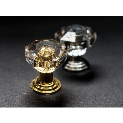 10pcs/set Drawer Furniture Knob Pull Handle Use for Knob Cupboard Cabinet Drawer Fittings Gold Diamond Crystal Shape Acrylic
