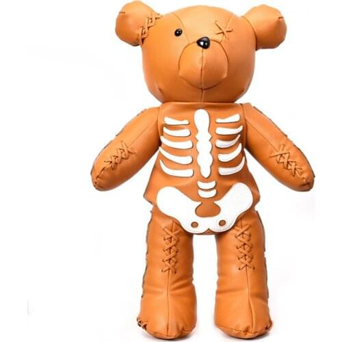 Ins Famous Fashion Women Bags lovely Bear Shape Leather Backpack Student Bag Children Backpack Travel Bag Cartoon Skeleton Print