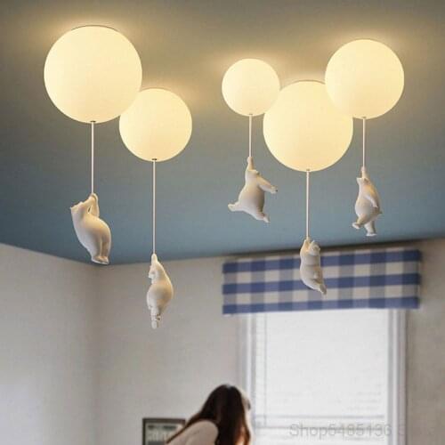 Modern Balloon Bear Ceiling Lights Cartoon Ceiling Lamps Kids Rooms Bedroom Lamp Living Room Home Decor Hanging Light Fixtures