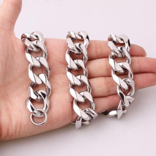 Tiasri Chains necklace mens Stainless Steel long Necklace Women Best Friends Hip Hop Jewelry Never Fade 15/19mm Choker Wholesale