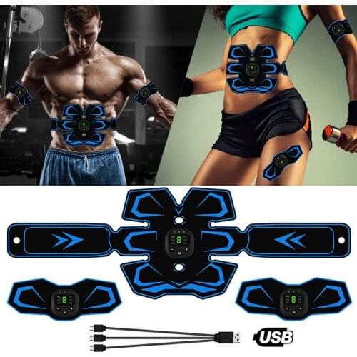 USB Charging Abdominal Muscle Stimulator Trainer Rechargable EMS Electric Muscle Exerciser Machine Home Gym Belly Arm Massage