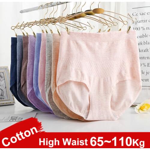 Large Size Panties For Women with High Waist Underwear Ladies Big Briefs Shaper Abdomen Plus Size Cotton Seamless Panties Female
