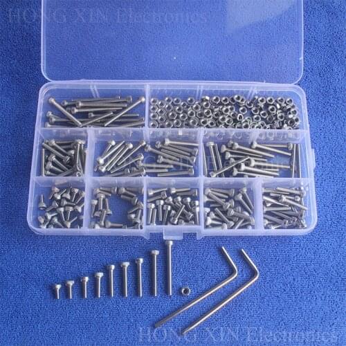 360pcs/lot M3 304 Stainless Steel Machine Screws With Hex Nuts Assortment Kit Head Cup Bolts Metric Thread screw