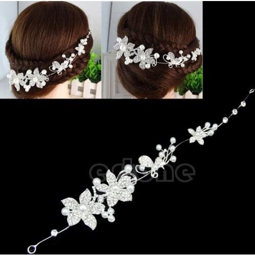 Prom Party Bridal Flower Crystal Rhinestone Headband Hair Band Tiara Clear Crown