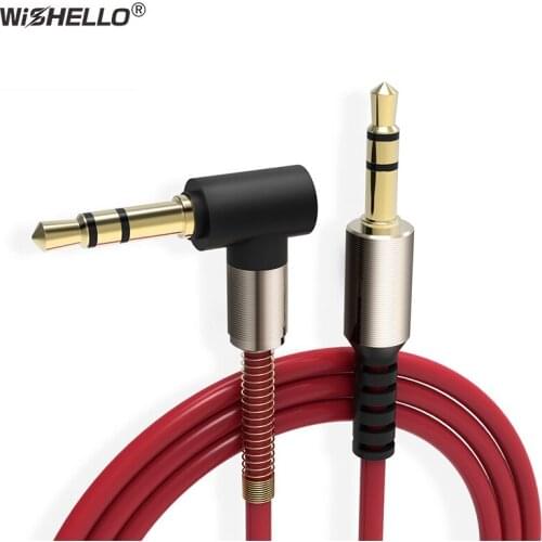 WiSHELLO Aluminum Alloy Car Aux Cables 3.5mm Male to Male Right Angle Car Auxiliary Audio Cable Cord For Phone MP3 Car Stereo
