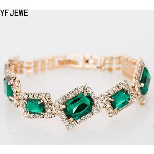 YFJEWE New Fashion Women Charm Bracelets & Bangles Best Sell Wholesale Crystal Jewelry For Dress Wedding Christmas Gifts B008