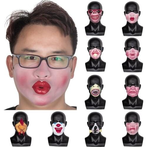 Funny Face Latex Mask Cute Animal Half Face Mask Can Be Washed And Reused Halloween Carnival Party Dress Up