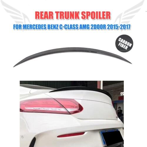 Carbon fiber Rear Trunk Spoiler Roof Wing Lip Sticker for Mercedes Benz C-Class C205 C63 AMG Coupe 2 Door 2015-2017
