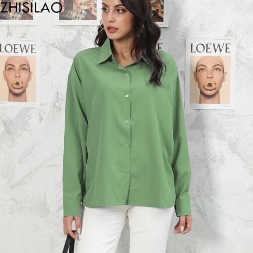 ZHISILOA Casual Women Blouses Shirts Vintage Single-breasted Long Sleeve Shirts Female Autumn Summer Tops Oversized 2021