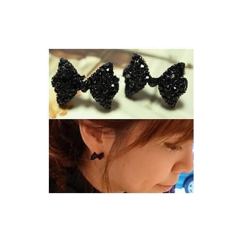 Special Korean Version Of Sweet And Cute Black Bow Section Fake Earrings Jewelry Wholesale Women Earings Fashion Jewelry Brinco