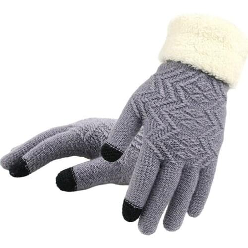 Winter Women Knitted Gloves Touch Screen Female Gloves Knitted Thicken Warm Full Finger Soft Stretch Knit Mittens Ladies Guantes