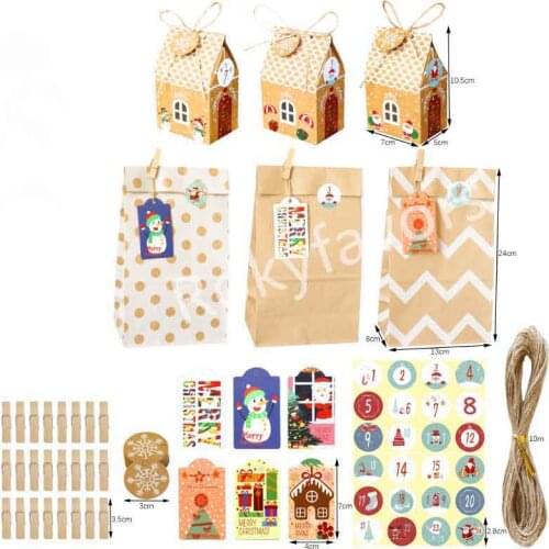 1Set (total 97pcs) Christmas Theme Candy Boxes Favor Chocolate Holders Party Sweet Paper Bag Baking Supplies Little Gift Package
