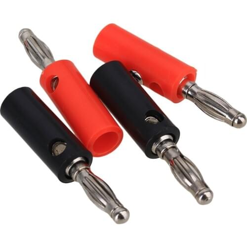 20 pcs Nickel Plated 4mm Male Banana Audio Speaker Screw Plug Power Outlet Test Probes Connector Red + Black