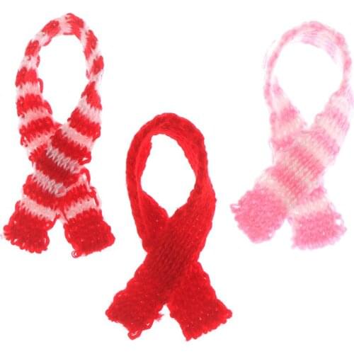 3Pcs Red Knitting Scarf Ornament DIY Handmade Decorative Supplies Dolls Clothing Sewing Accessories Kid Gift Doll Craft Material