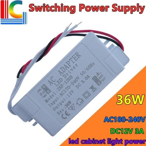 36W Switching power supply 12V Lighting Transformer LED Strip Driver Adapter 3A Power Supply led cabinet light Mirror light DIY