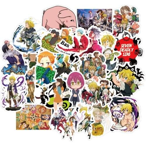 50PCS Japan Anime Seven Deadly Sins Stickers Waterproof For DIY Guitar Laptop PS4 Skateboard Kids Toys Sticker