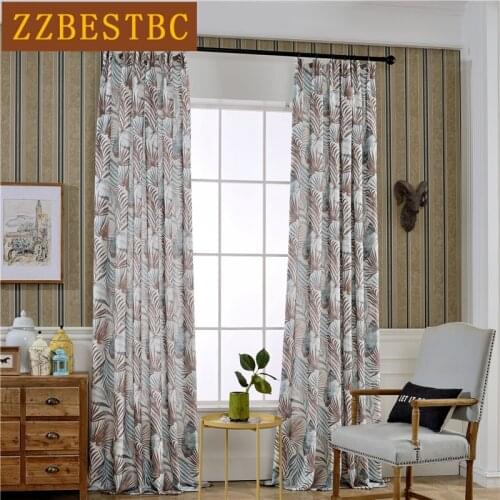 American Modern Pastoral High-Quality Leaf Printing Curtains For Living Room Bedroom Exquisite Flat Window Customized Curtains