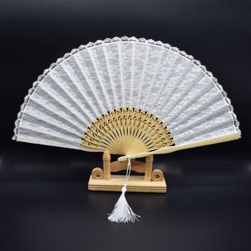 Auviderin High Quality White Black Red Lace Handheld Fan