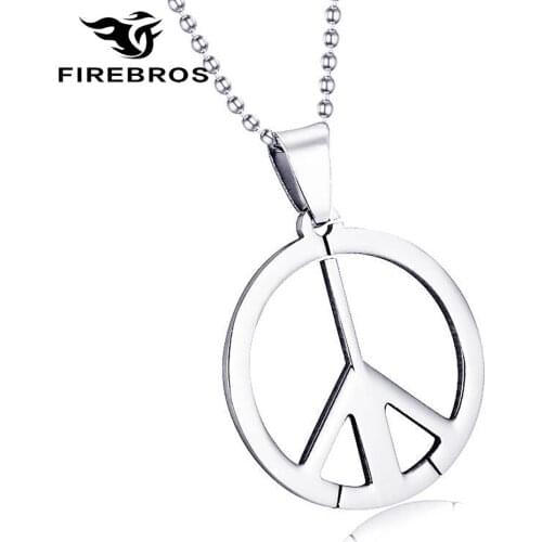 FIREBROS Free 20/24" Bead Chain New Titanium Stainless Steel Peace Symbol Pendant Necklace Women Men Jewelry Gift Dropshipping
