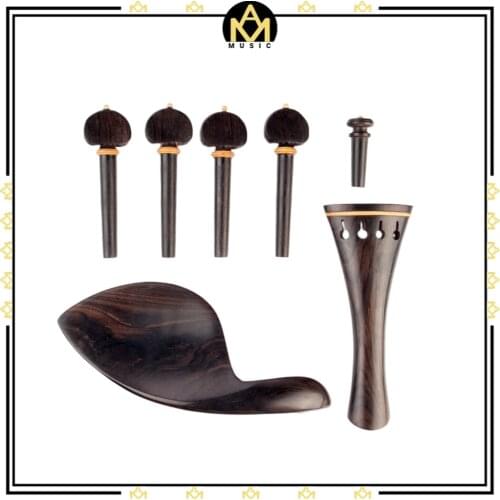 Hill Style Ebony Violin Parts 4/4 Tailpiece +Turning Pegs+Endpin+Chinrest Ebony Wood Violin Fiddle Violin Parts Full Set