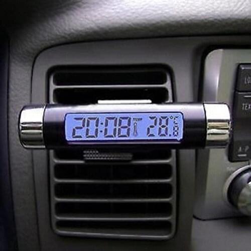 Clip on LCD Car Thermometer Automotive Digital Clock Electronic Backlight Display