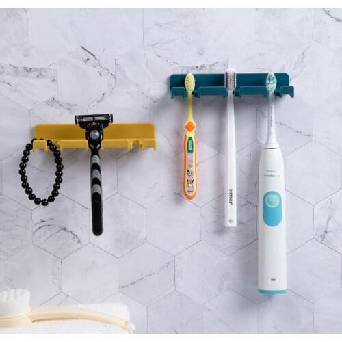 No Punching Strong Paste Cell Phone Charging Holder Phone Bracket Cradle Wall Bathroom Bedroom Bousehold Storage Rack 3 Hook