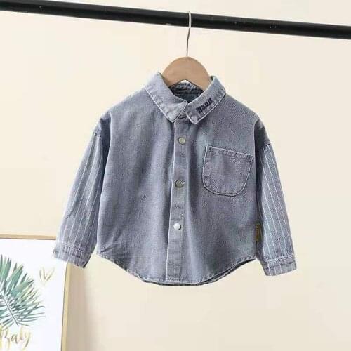 Boys' Denim 2021 Dress New Korean Version Foreign Style Baby Spring And Autumn Shirt Childrens Spring Handsome Coa