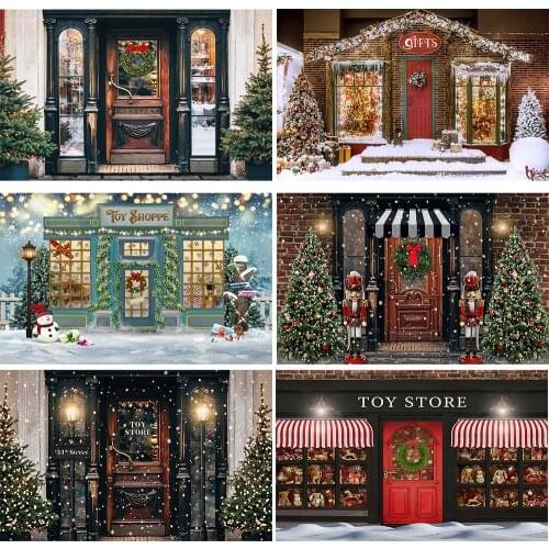Christmas shop store backdrop for photography studio Toy store X-mas Decoration Retro store Kids Portrait Photo Shoot Photocall