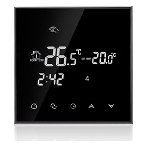 HY03WE Black Large LCD Touch Screen Programmable Digital Room Thermostat For Electric Floor Heating