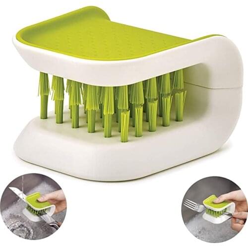 Creative U-shape Cleaning Brush Multifunctional Kitchen Knife Fork Chopsticks Tableware Cleaning Tool Safe Hand Protection