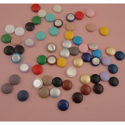 100PCS 1.5cm faux leather covered Round button beads with flatback for DIY Hair bands flower center hair accessories material