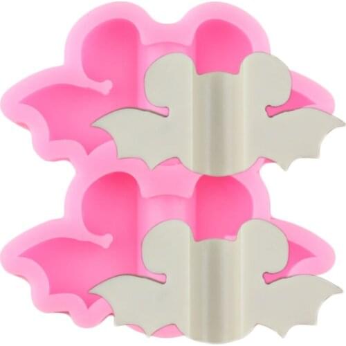 Bat Mouse Head Silicone Straw Topper Mold Halloween Candy Chocolate Fondant Cake Decorating Tools Keychain Epoxy Resin Moulds