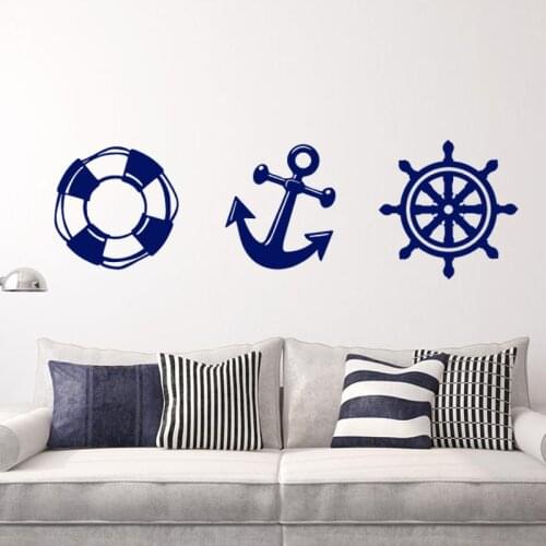 Marine anchor lifebuoy vinyl wall stickers home decor bedroom diy art mural decals removable wall sticker for decoration