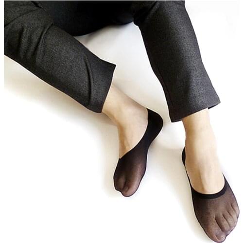 Men Velvet Invisible Ankle Socks Thin Ultra Stretchs Mens Silk Socks Leather Shoese Socks For Male Black Blue