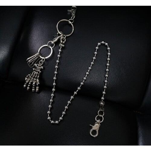 70CM Hot Waist Biker Wallet Rock Punk Skull Skeleton Claw Trousers Motorcyle Hiphop Pant Jean Chains Metal Keychain Men Jewelry
